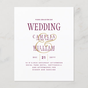 Prospectus 11,4 Cm X 14,2 Cm LeahG Magenta Berry Mariage rose Invitation