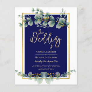 Prospectus 11,4 Cm X 14,2 Cm LeahG NAVY BLUE OR Vert Eucalyptus Mariage