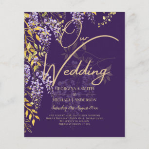 Prospectus 11,4 Cm X 14,2 Cm LeahG Purple Gold WISTERIA Floral Wedal INVITE