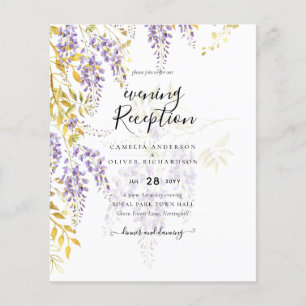 Prospectus 11,4 Cm X 14,2 Cm LeahG Purple Gold WISTERIA Floral Wedal INVITE