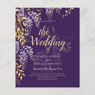 Prospectus 11,4 Cm X 14,2 Cm LeahG Purple Gold WISTERIA Floral Wedal INVITE