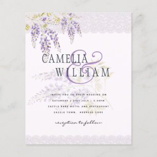 Prospectus 11,4 Cm X 14,2 Cm LeahG Purple WISTERIA Dentelle Florale Mariage INV