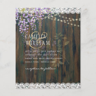 Prospectus 11,4 Cm X 14,2 Cm LeahG Purple WISTERIA Rustic Lace Mariage