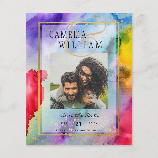 Prospectus 11,4 Cm X 14,2 Cm LeahG Rainbow Pride Mariage d'encre PHOTO  Date de (Devant)