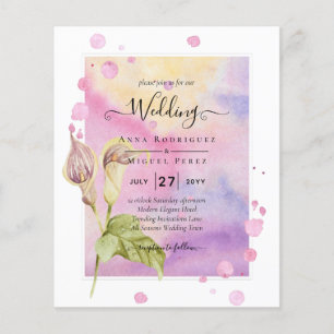 Prospectus 11,4 Cm X 14,2 Cm LeahG Rose Calla Lily Mariage floral Invitation