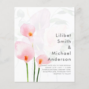 Prospectus 11,4 Cm X 14,2 Cm LeahG Rose Calla Lily Mariage floral Inviter allin