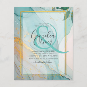 Prospectus 11,4 Cm X 14,2 Cm LeahG Verre de mer Turquoise Gold INK Mariage INVI