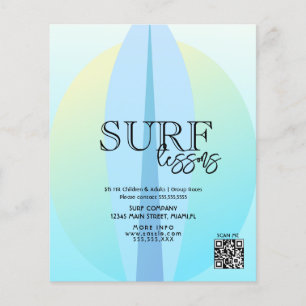 Prospectus 11,4 Cm X 14,2 Cm Leçon de surf adultes enfants dépliants commerciau