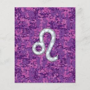 Prospectus 11,4 Cm X 14,2 Cm Leo Zodiac Sign on Fuchsia Digital Camouflage