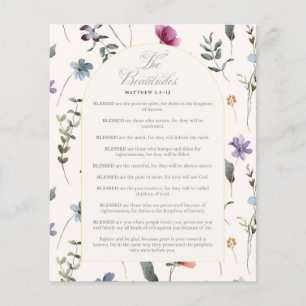Prospectus 11,4 Cm X 14,2 Cm Les Béatitudes Matthieu 5:3–12 Écriture florale