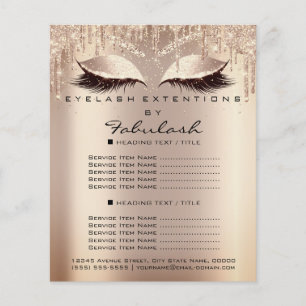 Prospectus 11,4 Cm X 14,2 Cm Liste de prix de salon de beauté de maquillage bru
