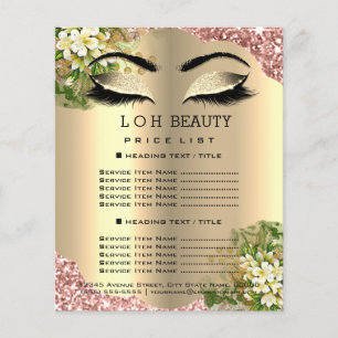 Prospectus 11,4 Cm X 14,2 Cm Liste de prix du Studio de Maquillage des Cils de
