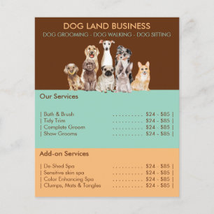 Prospectus 11,4 Cm X 14,2 Cm Liste de prix pour le toilettage de chiens marron
