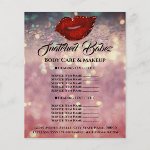 Prospectus 11,4 Cm X 14,2 Cm Liste de prix Rose Glitter Kiss Lips Glitter 