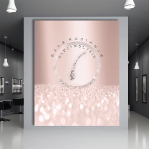 Prospectus 11,4 Cm X 14,2 Cm Liste de prix Salon de beauté Rose Glitter Électro