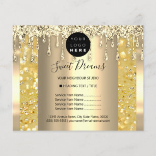 Prospectus 11,4 Cm X 14,2 Cm Logo Beauty Maquillage Nails Liste de prix Gold SP