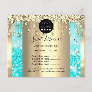 Prospectus 11,4 Cm X 14,2 Cm Logo Beauty Maquillage Nails Liste des prix Or Ble