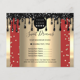 Prospectus 11,4 Cm X 14,2 Cm Logo Beauty Maquillage Nails Liste des prix Rouge 