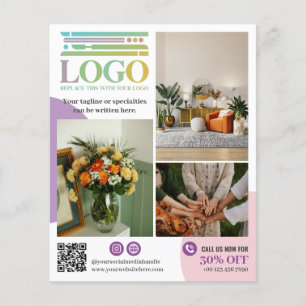 Prospectus 11,4 Cm X 14,2 Cm Logo Cercles Rose Violet Photos Promotionnel