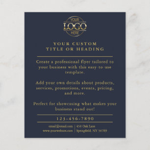 Prospectus 11,4 Cm X 14,2 Cm Logo commercial bleu marine minimaliste promotionn