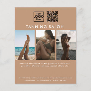 Prospectus 11,4 Cm X 14,2 Cm Logo d'affaires Beauté Tanning Salon Photos QR Cod