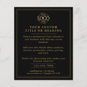 Prospectus 11,4 Cm X 14,2 Cm Logo d'affaires élégant Black & Gold Promotion
