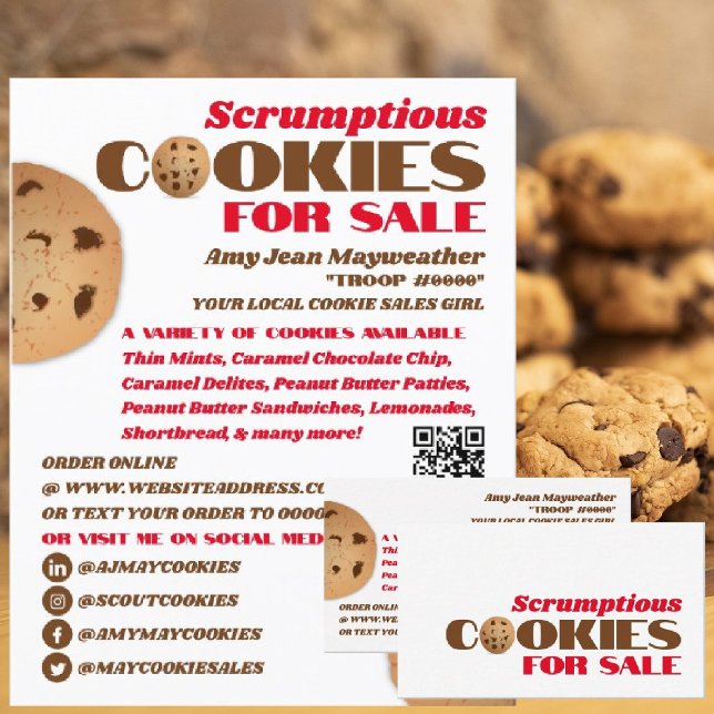Prospectus 11,4 Cm X 14,2 Cm Logo de cookies, collecte de fonds pour la vente d (Créateur téléchargé)