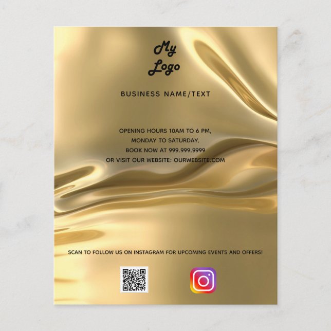 Prospectus 11,4 Cm X 14,2 Cm Logo de l'entreprise qr code instagram or or (Devant)