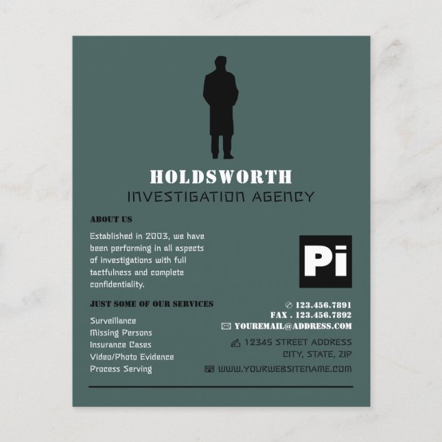 Prospectus 11,4 Cm X 14,2 Cm Logo de l'oeil privé, détective privé (Devant)