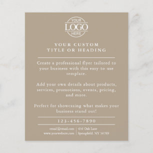 Prospectus 11,4 Cm X 14,2 Cm Logo d'entreprise minimaliste Taupe Beige Promotio