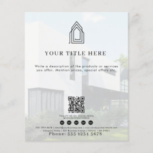 Prospectus 11,4 Cm X 14,2 Cm Logo d'entreprise moderne QR Code Social Media Pho