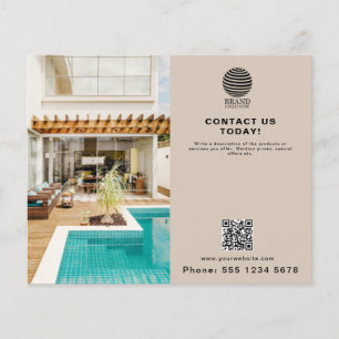 Prospectus 11,4 Cm X 14,2 Cm Logo d'entreprise promotionnel beige photo Code QR