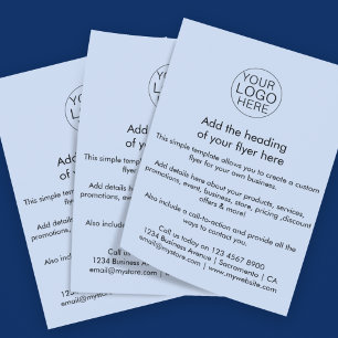 Prospectus 11,4 Cm X 14,2 Cm Logo d'entreprise   Simple bleu clair personnalisé