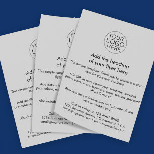 Prospectus 11,4 Cm X 14,2 Cm Logo d'entreprise   Simple gris noir personnalisé