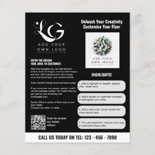 Prospectus 11,4 Cm X 14,2 Cm ⭐️ Logo minimaliste NOIR BLANC Modèle simple