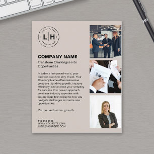 Prospectus 11,4 Cm X 14,2 Cm Logo Moderne Photo Beige Entreprise Professionnell