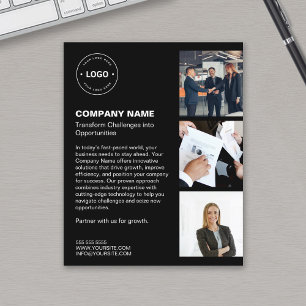 Prospectus 11,4 Cm X 14,2 Cm Logo moderne Photo Black Professionnel