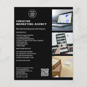 Prospectus 11,4 Cm X 14,2 Cm Logo Noir moderne Marketing Creative Business