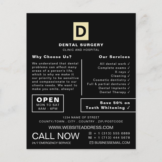Prospectus 11,4 Cm X 14,2 Cm Logo personnalisé, dentisterie, Publicité pour les (Devant)