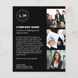 Prospectus 11,4 Cm X 14,2 Cm Logo Personnalisé Noir Moderne Photo Business