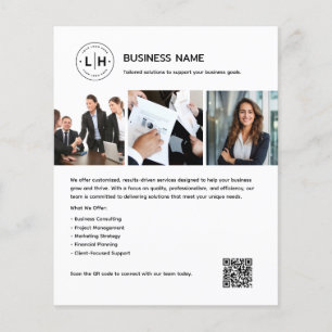 Prospectus 11,4 Cm X 14,2 Cm Logo personnalisé Photo QR Professionnel White Bus