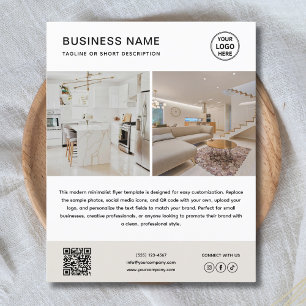 Prospectus 11,4 Cm X 14,2 Cm Logo Photo Flyer minimaliste pour les entreprises