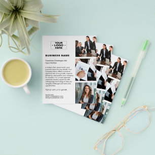 Prospectus 11,4 Cm X 14,2 Cm Logo photo QR Modern White Corporate Business