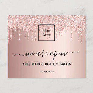 Prospectus 11,4 Cm X 14,2 Cm Logo réouverture salon de beauté rose parties scin