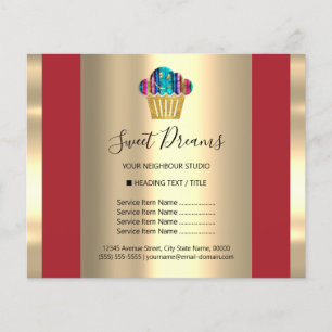 Prospectus 11,4 Cm X 14,2 Cm Logo Salon de Beauté Douce Boulangerie Liste des p