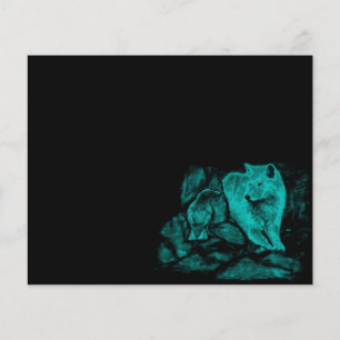 Prospectus 11,4 Cm X 14,2 Cm Loup et corbeau dans la nuit