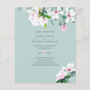 Prospectus 11,4 Cm X 14,2 Cm Magnolias rose Floral et Mariage Jaune Invitation