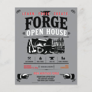 Prospectus 11,4 Cm X 14,2 Cm Maison ouverte de la forge de forgeage