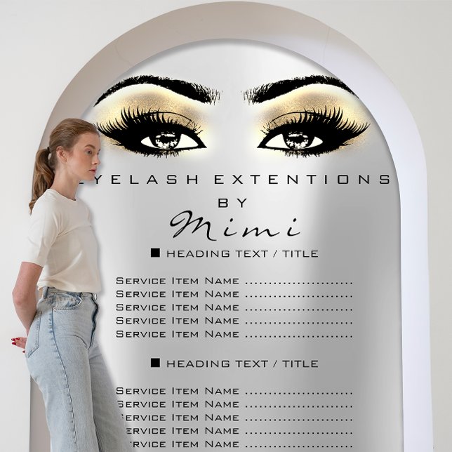 Prospectus 11,4 Cm X 14,2 Cm Maquillage Artiste Beauté Salon Lash Flyer Argent  (Makeup Artist Beauty Salon Lash Flyer Silver Gold)