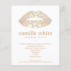 Prospectus 11,4 Cm X 14,2 Cm Maquillage Artiste Gold Lips Beauté Salon